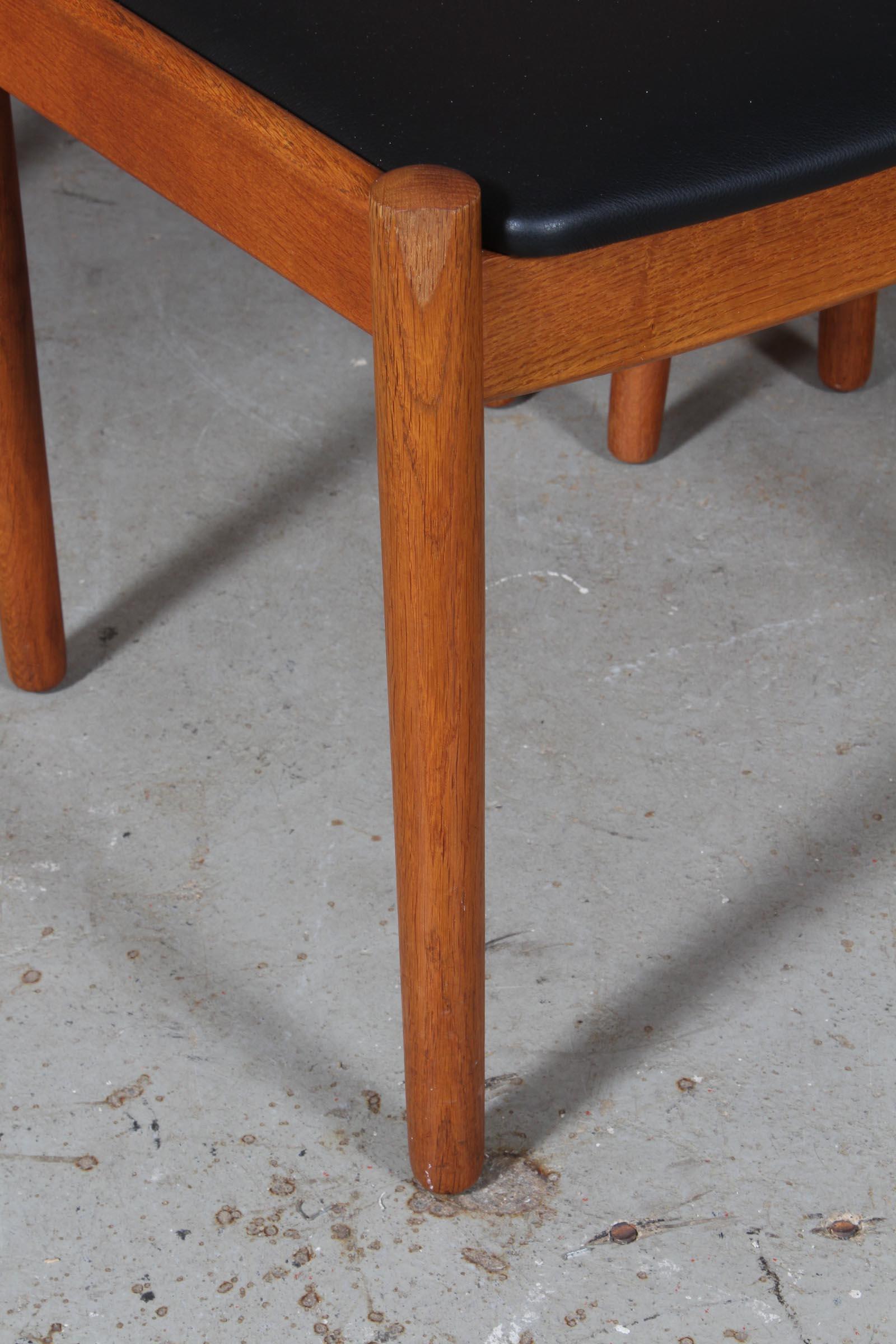 Danish Set of Six Dining Chairs by Poul Volther, Oak and Leather