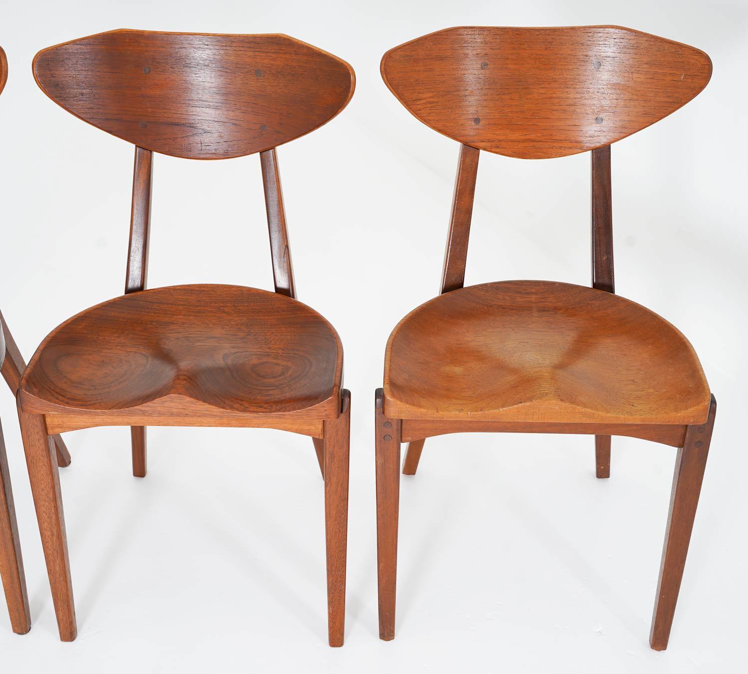 Scandinavian Modern Set of Six Dining Chairs by Richard Jensen and Kjaerulff Rasmussen For Sale