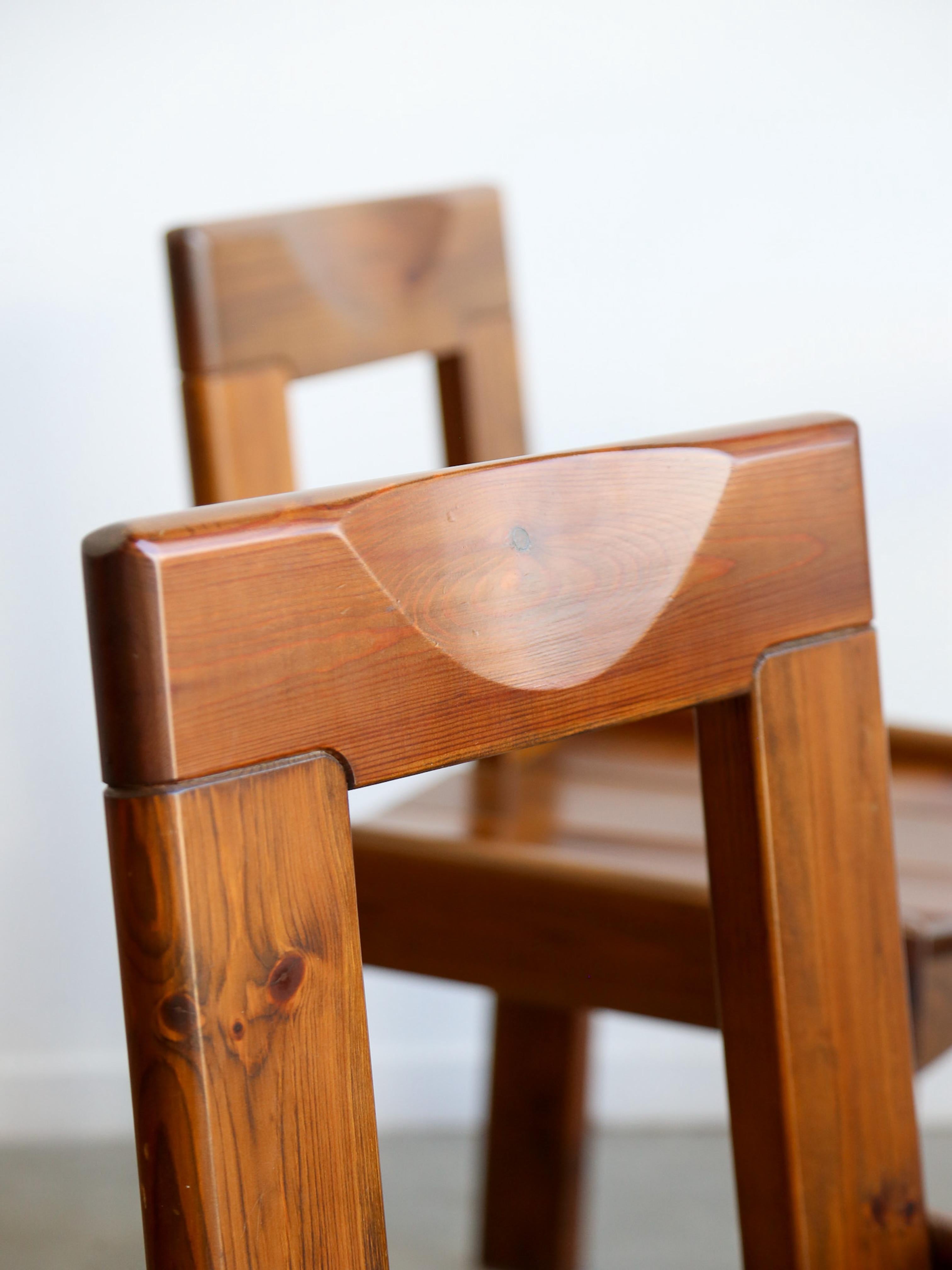 Pine Set of Six Dining Chairs by Silvio Coppola for Fratelli Montina 1970s For Sale