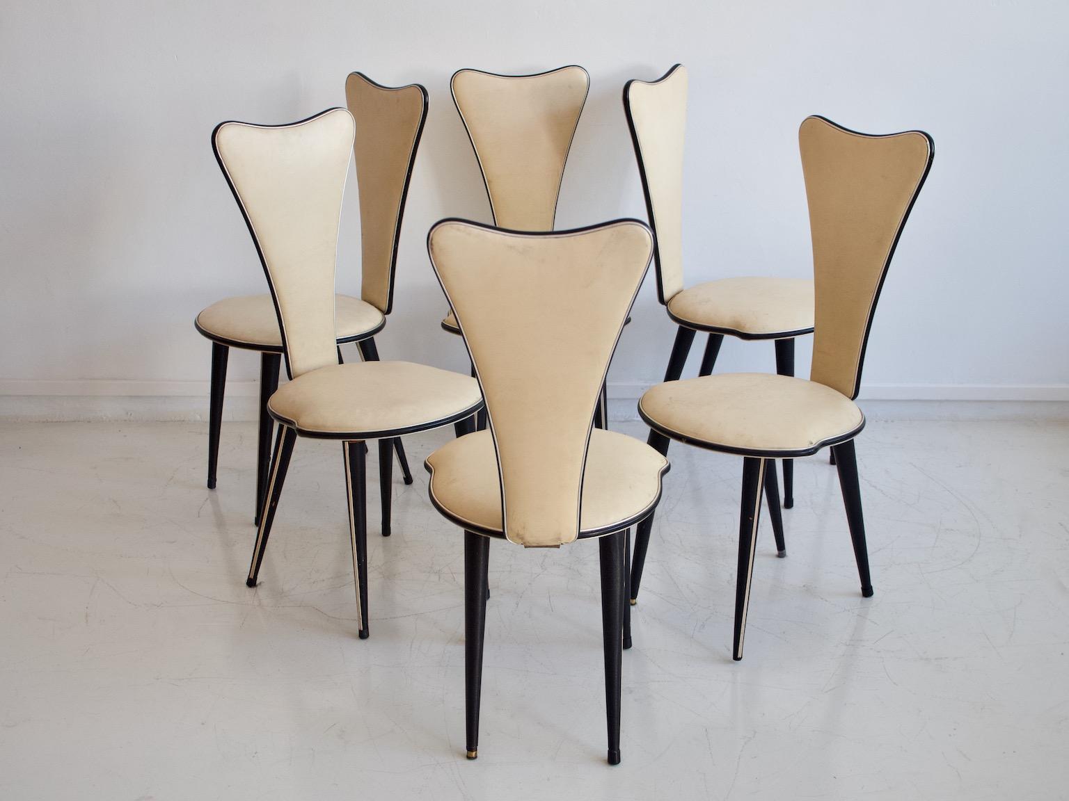 Mid-Century Modern Set of Six Dining Chairs by Umberto Mascagni