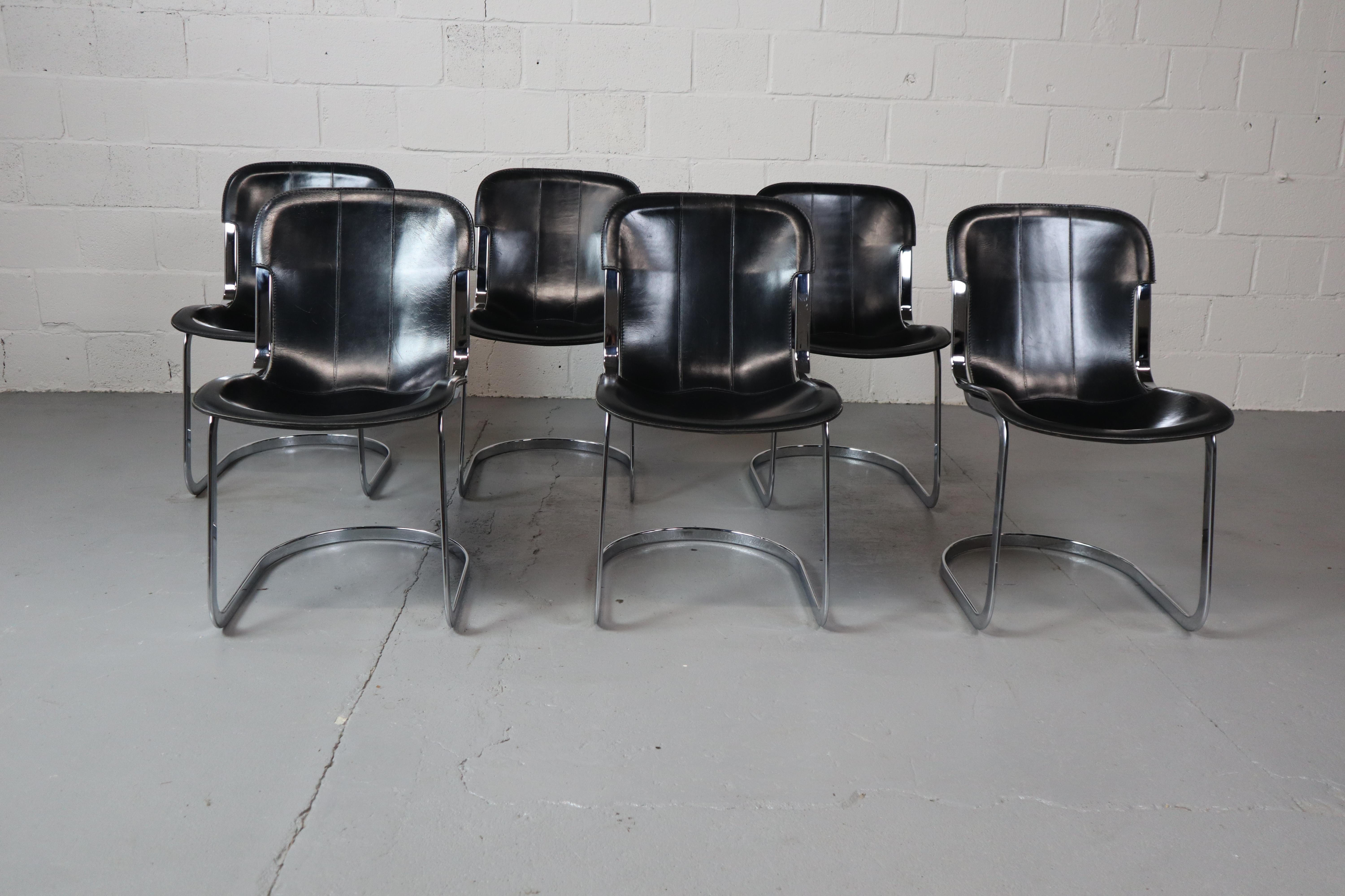 Set of six dining chairs by Willy Rizzo for Cidue, Italy 1970's. 9
