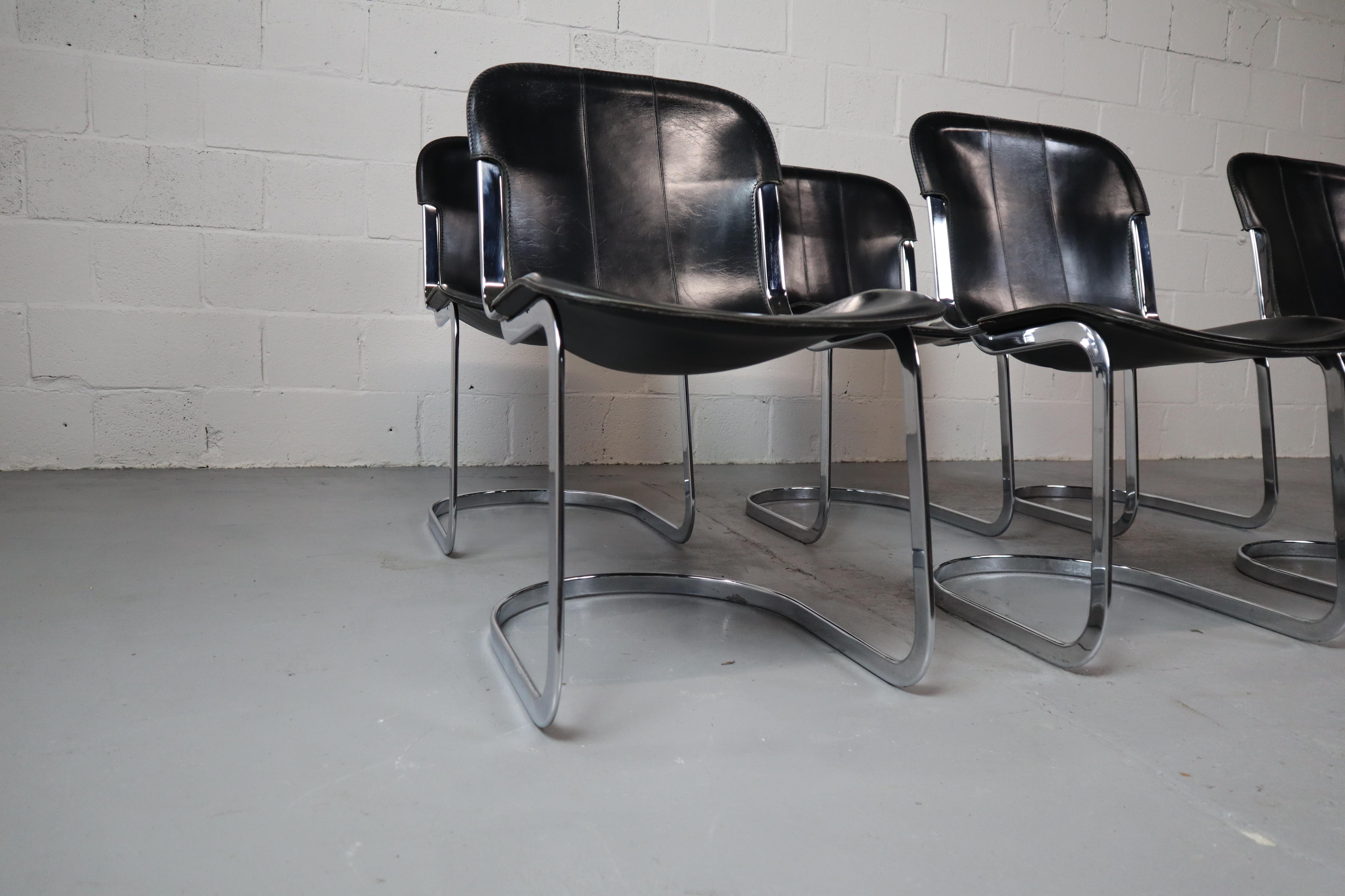 Set of six dining chairs by Willy Rizzo for Cidue, Italy 1970's. 10