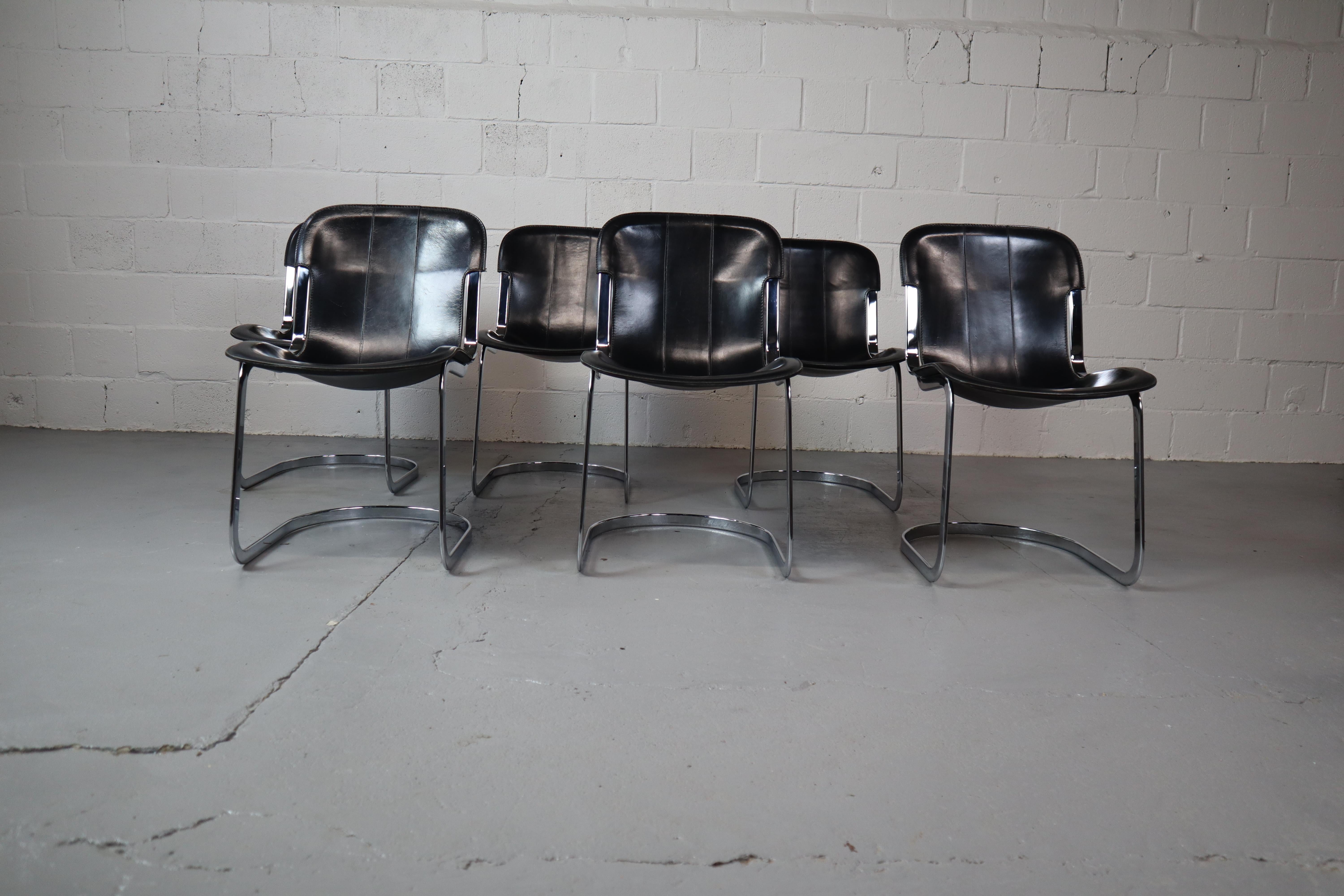 Set of six dining chairs by Willy Rizzo for Cidue, Italy 1970's. 13