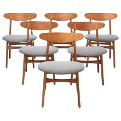 Set of Six Dining Chairs CH 30 by Hans Wegner, 1952