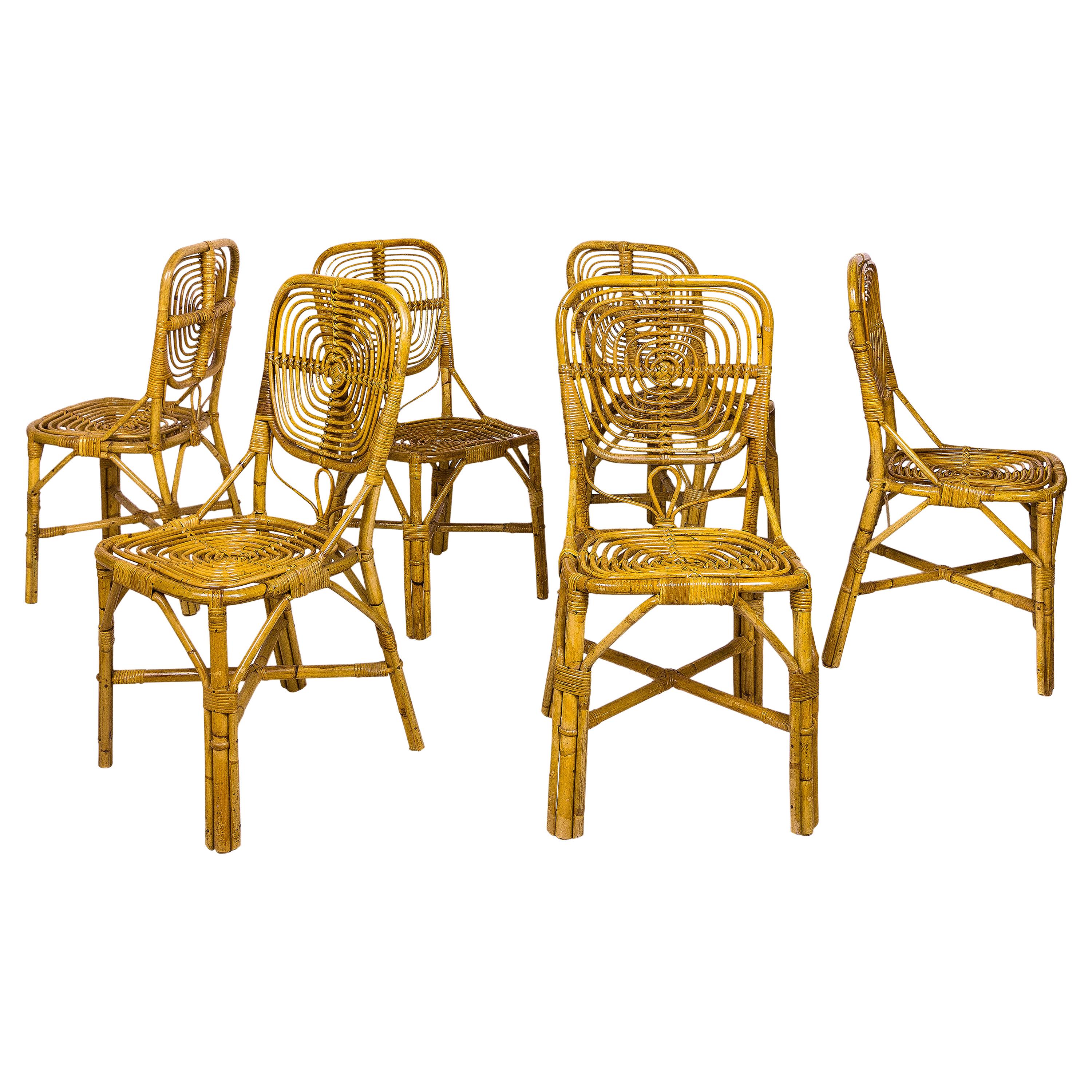 Set of Six Dining Chairs, circa 1970, France