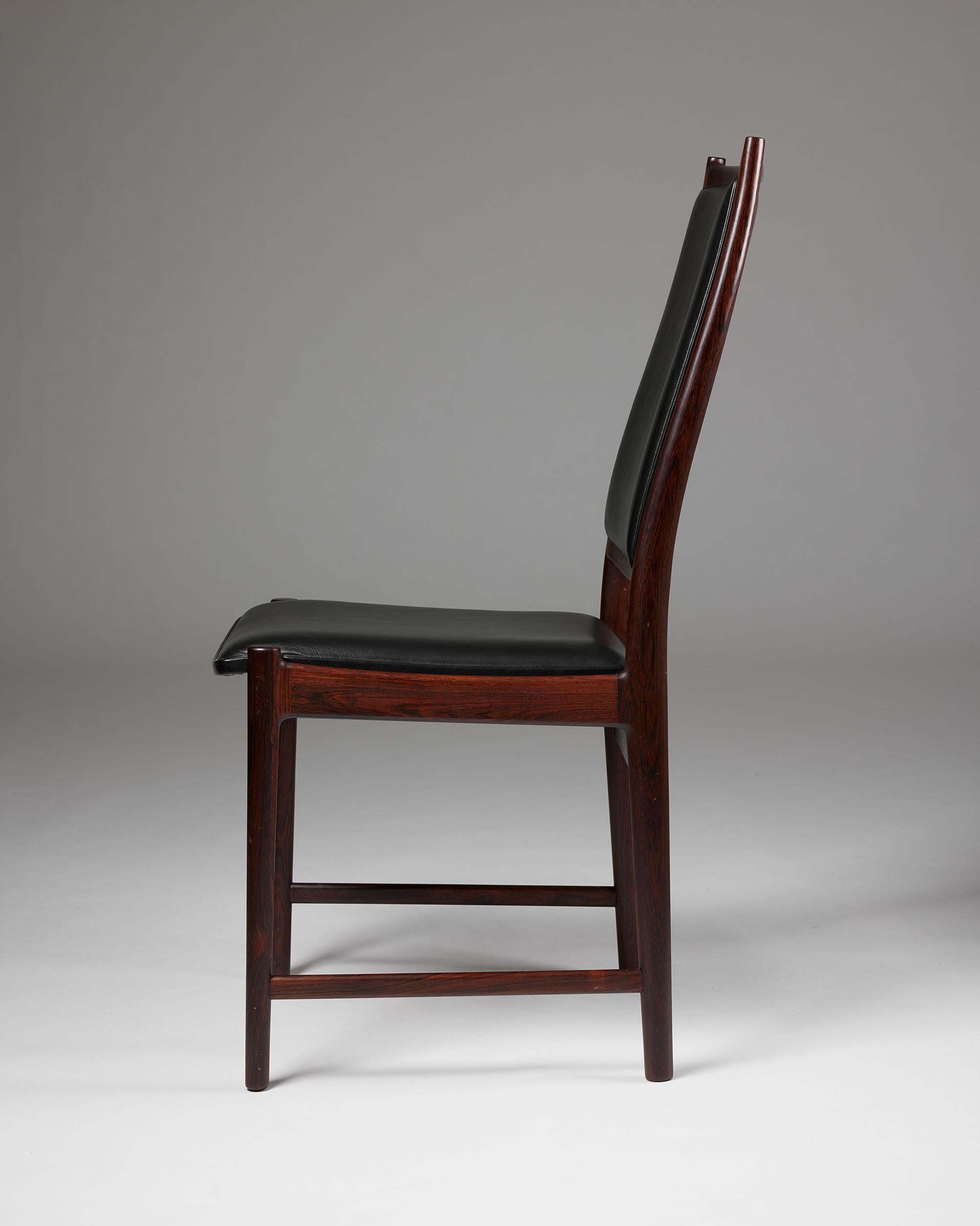 Satz von sechs Esszimmerstühlen 'Darby', entworfen von Torbjörn Afdal für Bruksbo, Norwegen (Leder) im Angebot