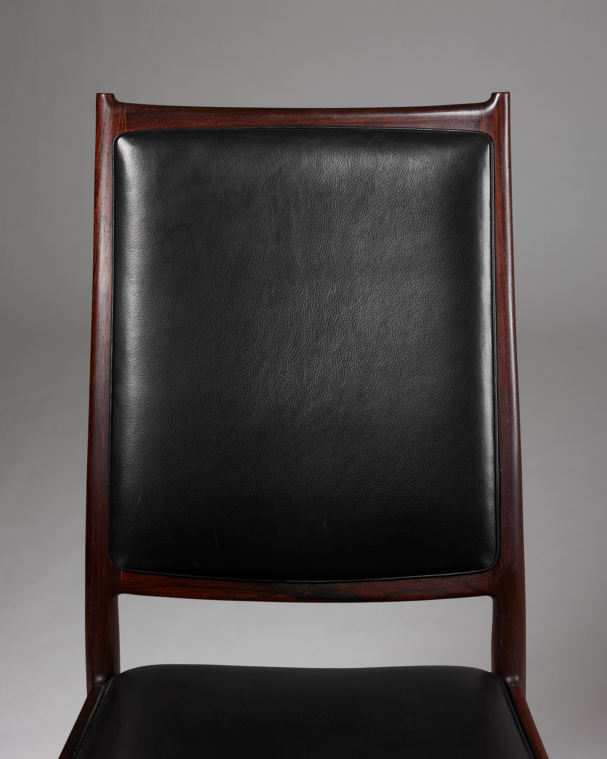 Leather Set of six dining chairs ‘Darby’ designed by Torbjörn Afdal for Bruksbo, Norway For Sale