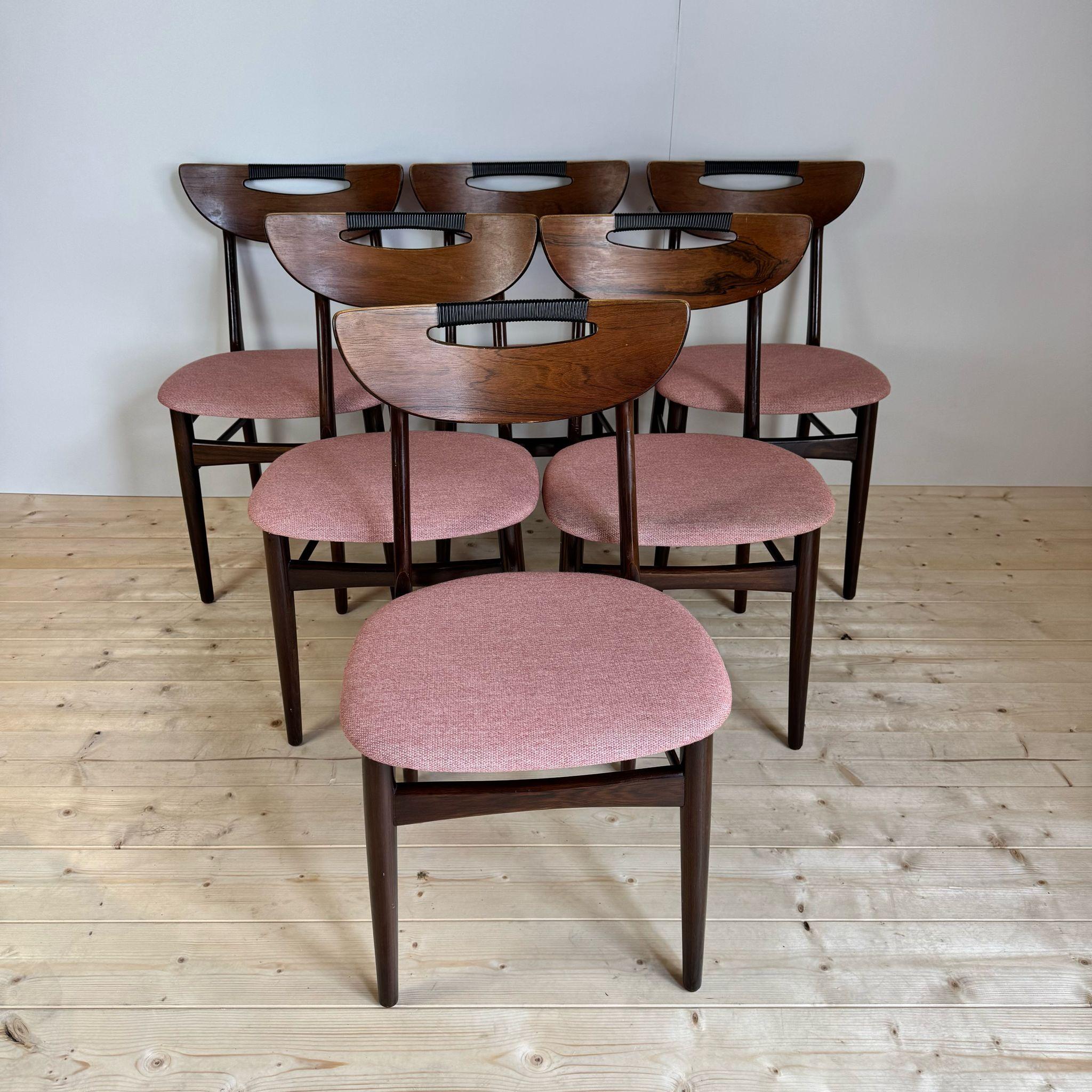 Tissu Ensemble de six chaises de salle à manger, Danemark 1960 en vente
