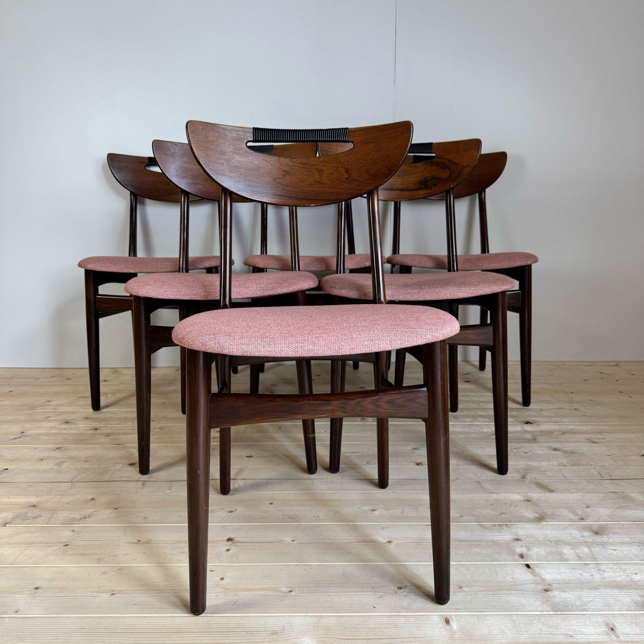 Ensemble de six chaises de salle à manger, Danemark 1960 en vente 1