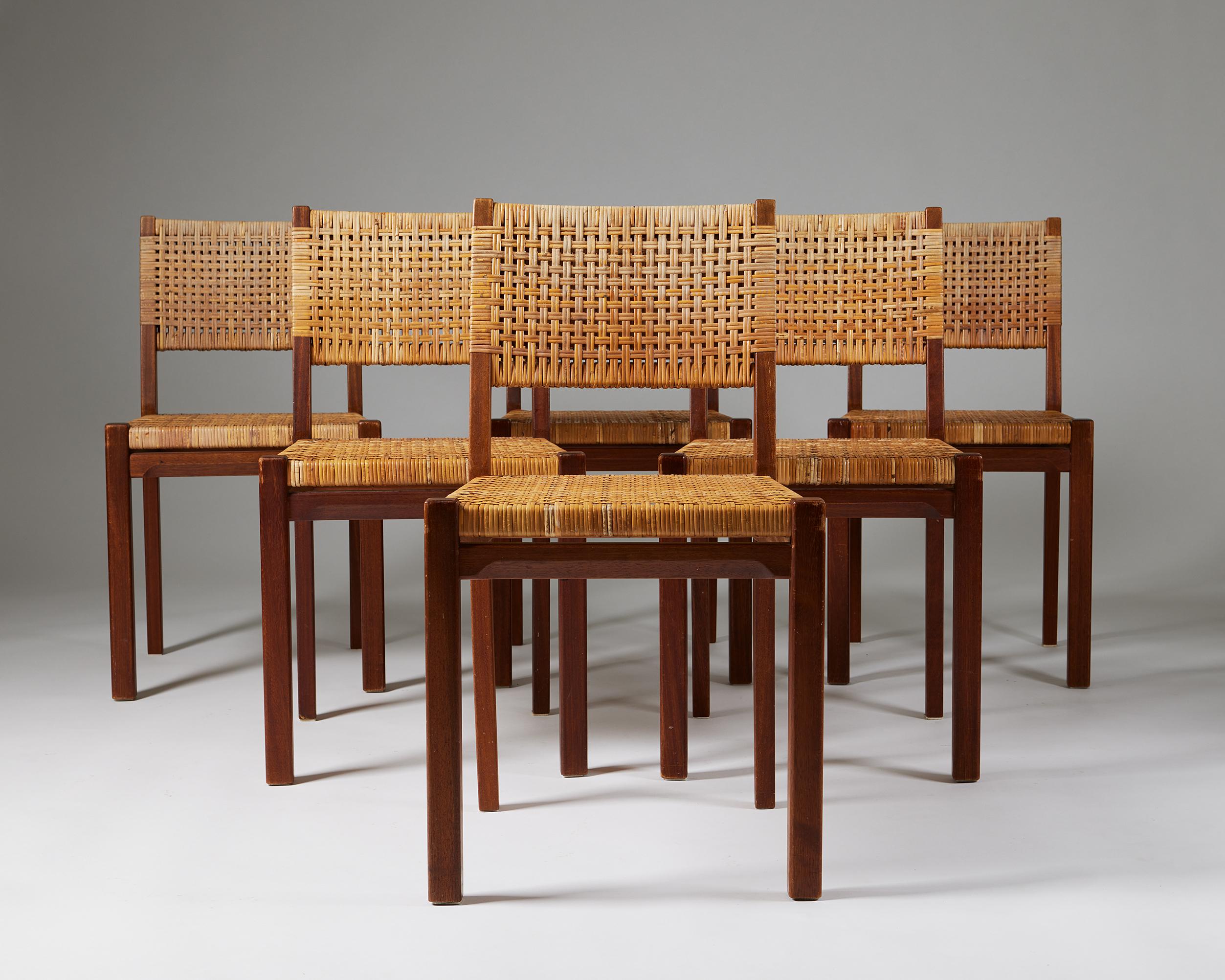 Finnish Set of Six Dining Chairs Designed by Aino Aalto, Finland, 1950s