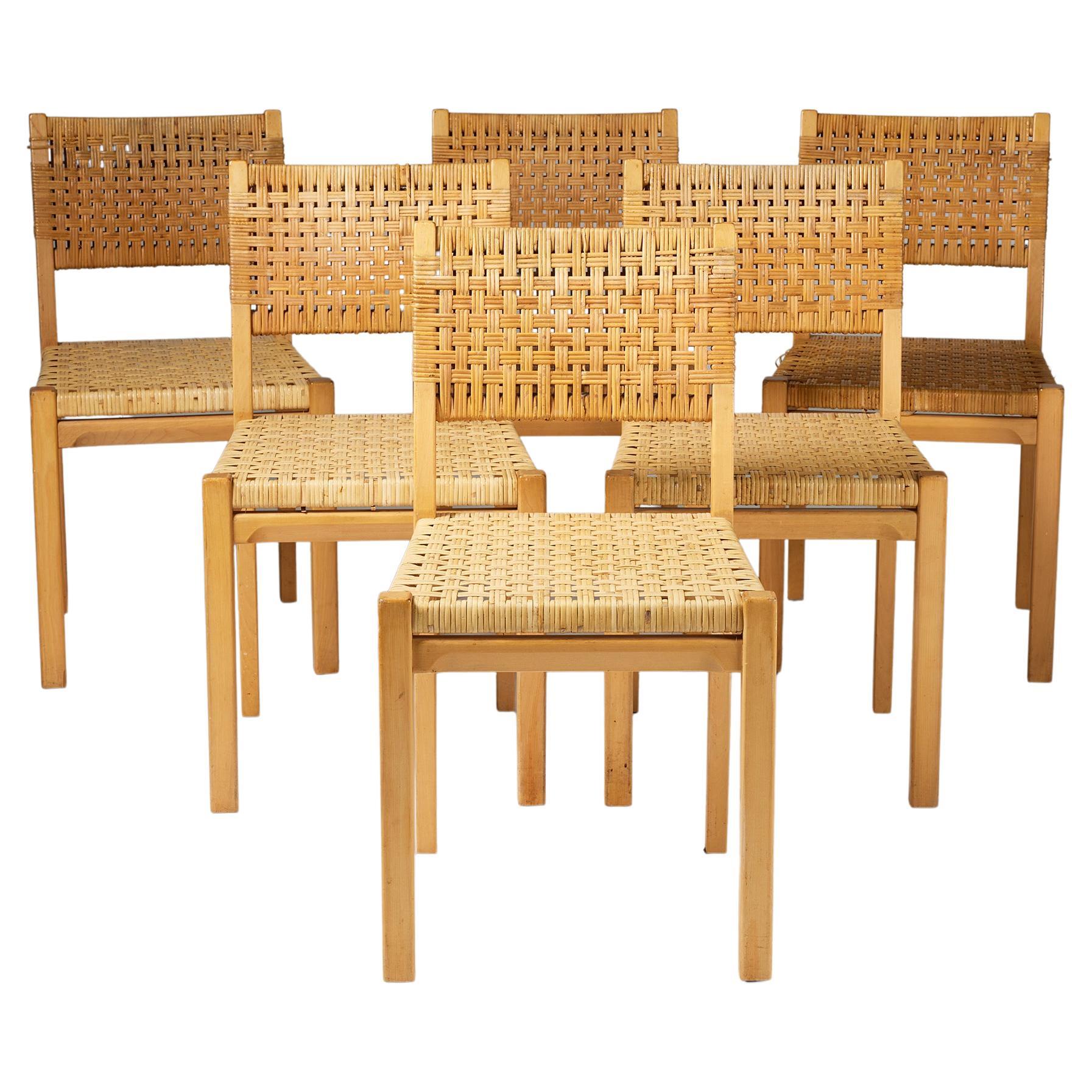 Set of Six Dining Chairs Designed by Aino Aalto, Finland, 1950s