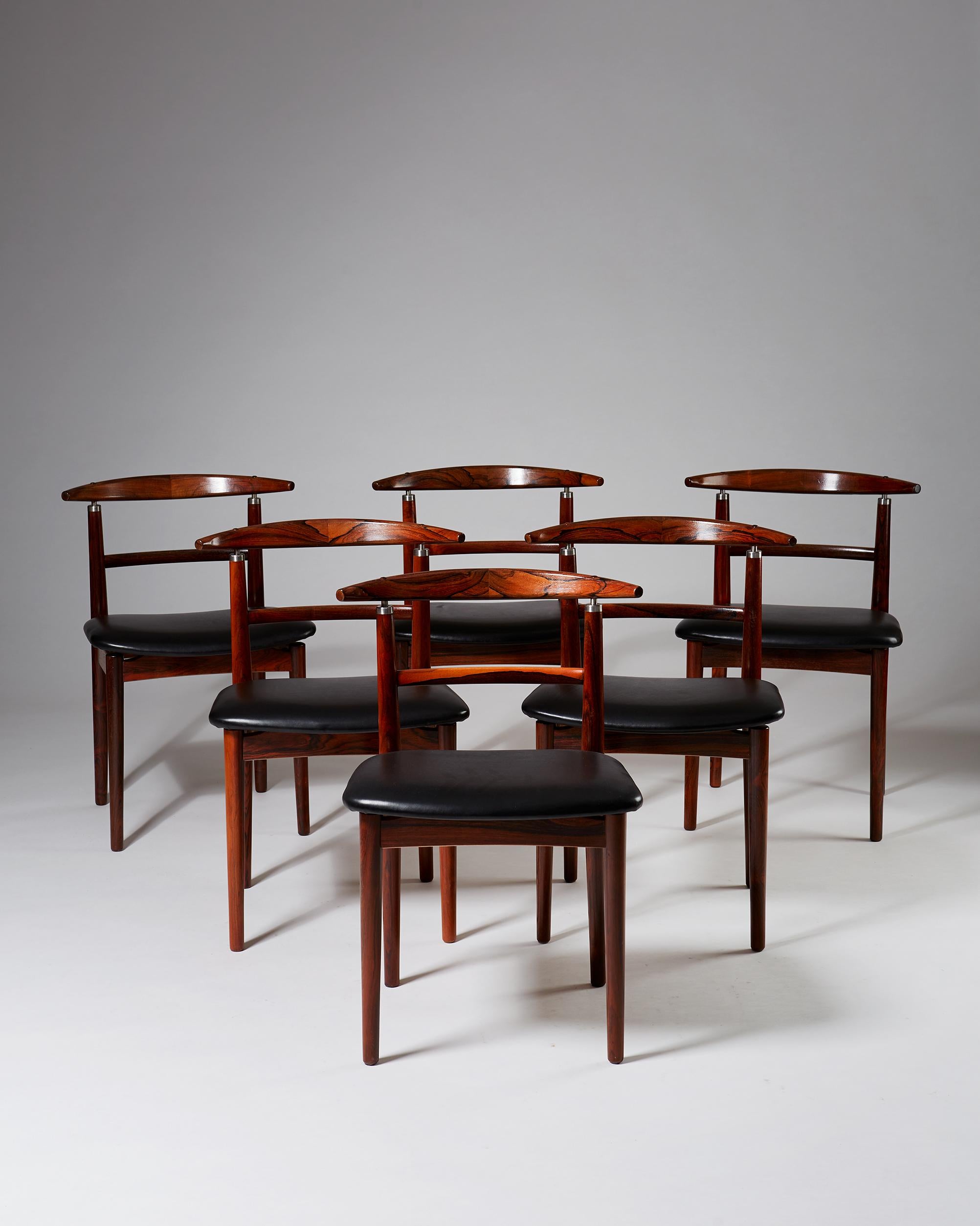 Scandinavian Modern Set of Six Dining Chairs Designed by Helge Sibast, Denmark, 1961