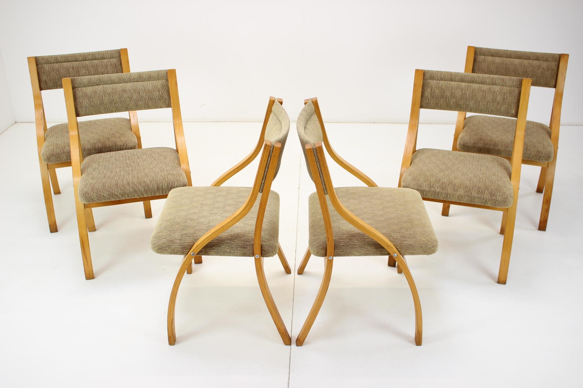 Czech Set of Six Dining Chairs Designed Ludvík Volák, 1960's