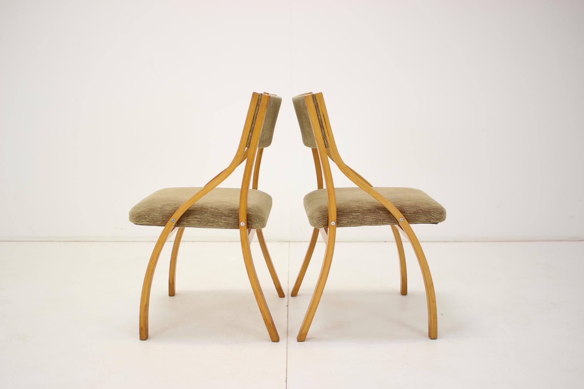 Fabric Set of Six Dining Chairs Designed Ludvík Volák, 1960's