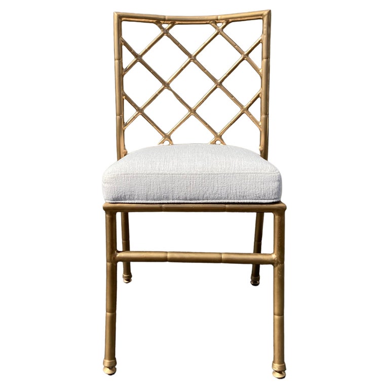 Set of Six Dining Chairs, Faux Bamboo, Chinese Chippendale, Gold