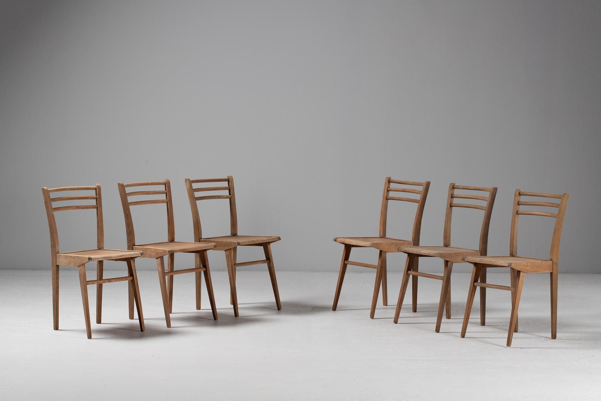 20ième siècle Set of Six Dining Chairs, France, 1950s en vente