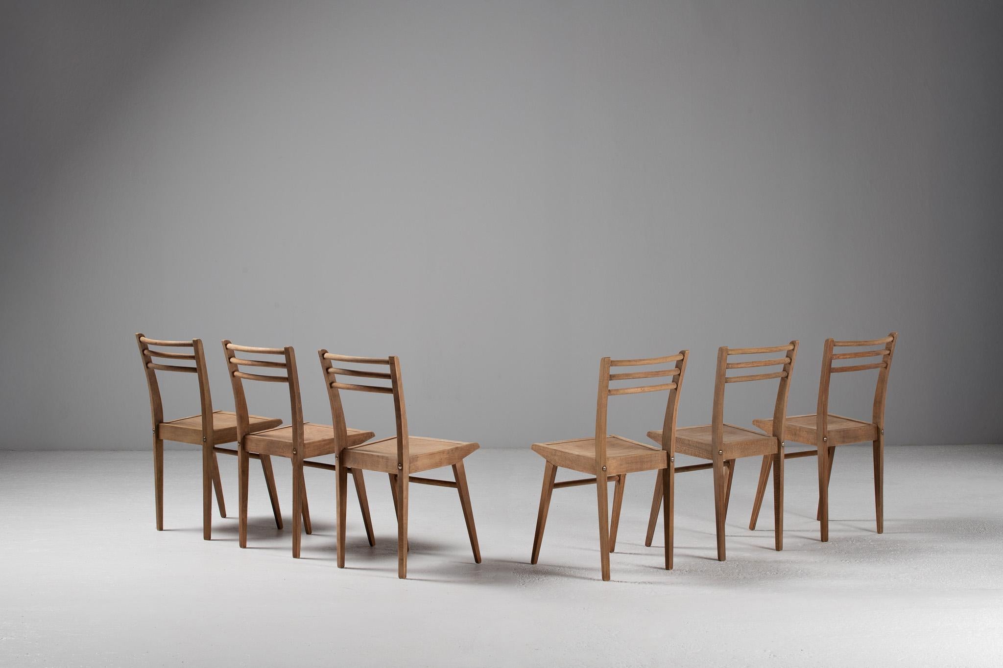 Set of Six Dining Chairs, France, 1950s en vente 1