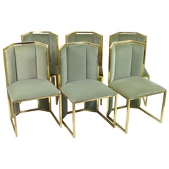 Set of Six Dining Chairs in Brass, Design by Romeo Rega, Italy, 1970