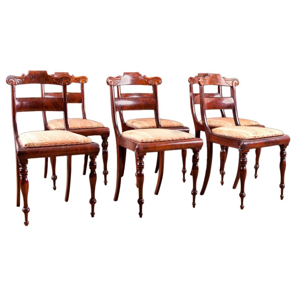 Set of Six Dining Chairs in Mahogany, Northern Europe, c. 1835 For Sale