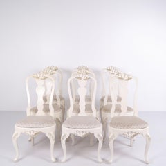 Set Of Six Dining Chairs In Neo Rococo Style Made In White Painted From 1920s