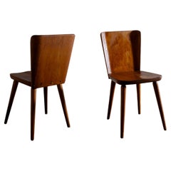 Set of Six Dining Chairs in Pine by Göran Malmvall Produced in Sweden, 1940s