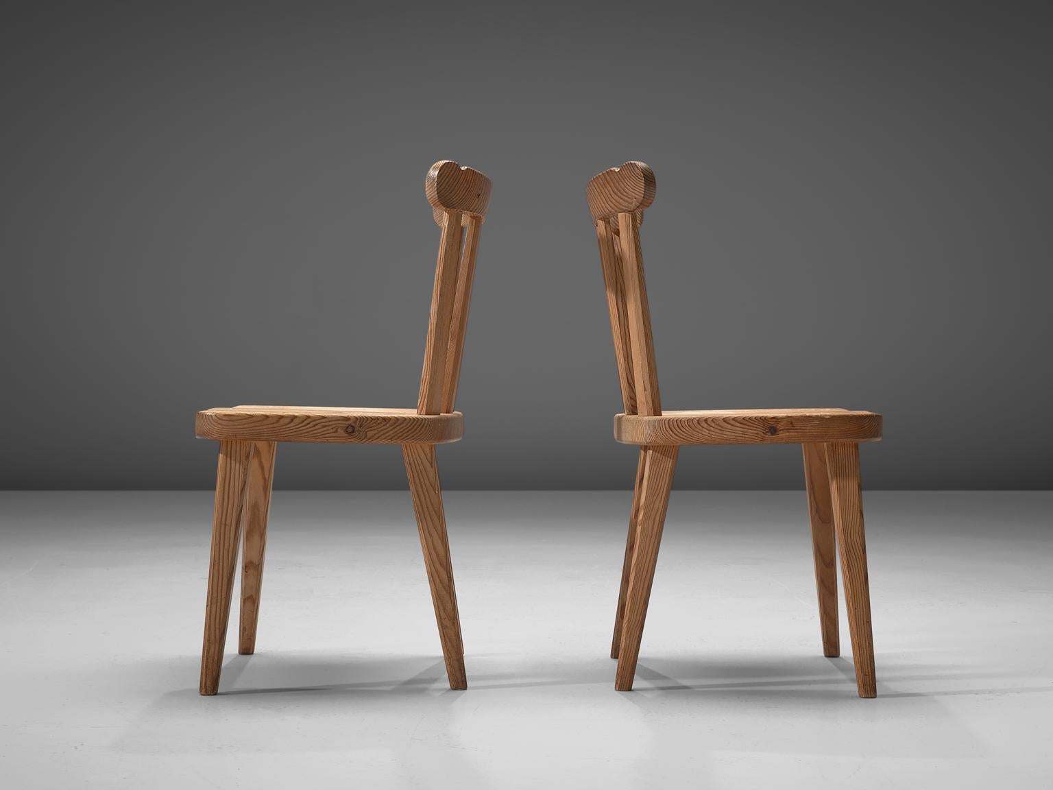 Set of Six Dining Chairs in Pine for Nordiska Kompaniet Sweden In Good Condition In Waalwijk, NL