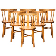 Set of Six Dining Chairs in Pine Produced in Sweden