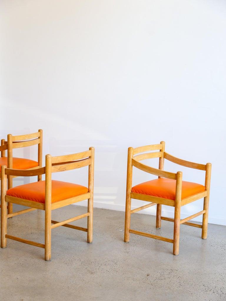 Set of Six Dining Chairs in Rosewood & Orange Leather Cushions en vente 3