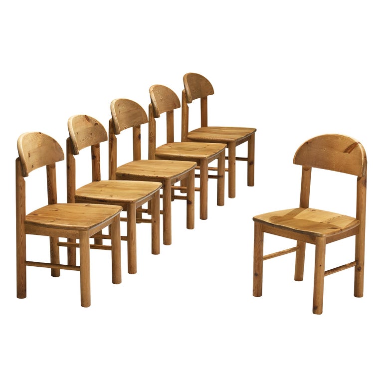 Set of Six Dining Chairs in Solid Pine