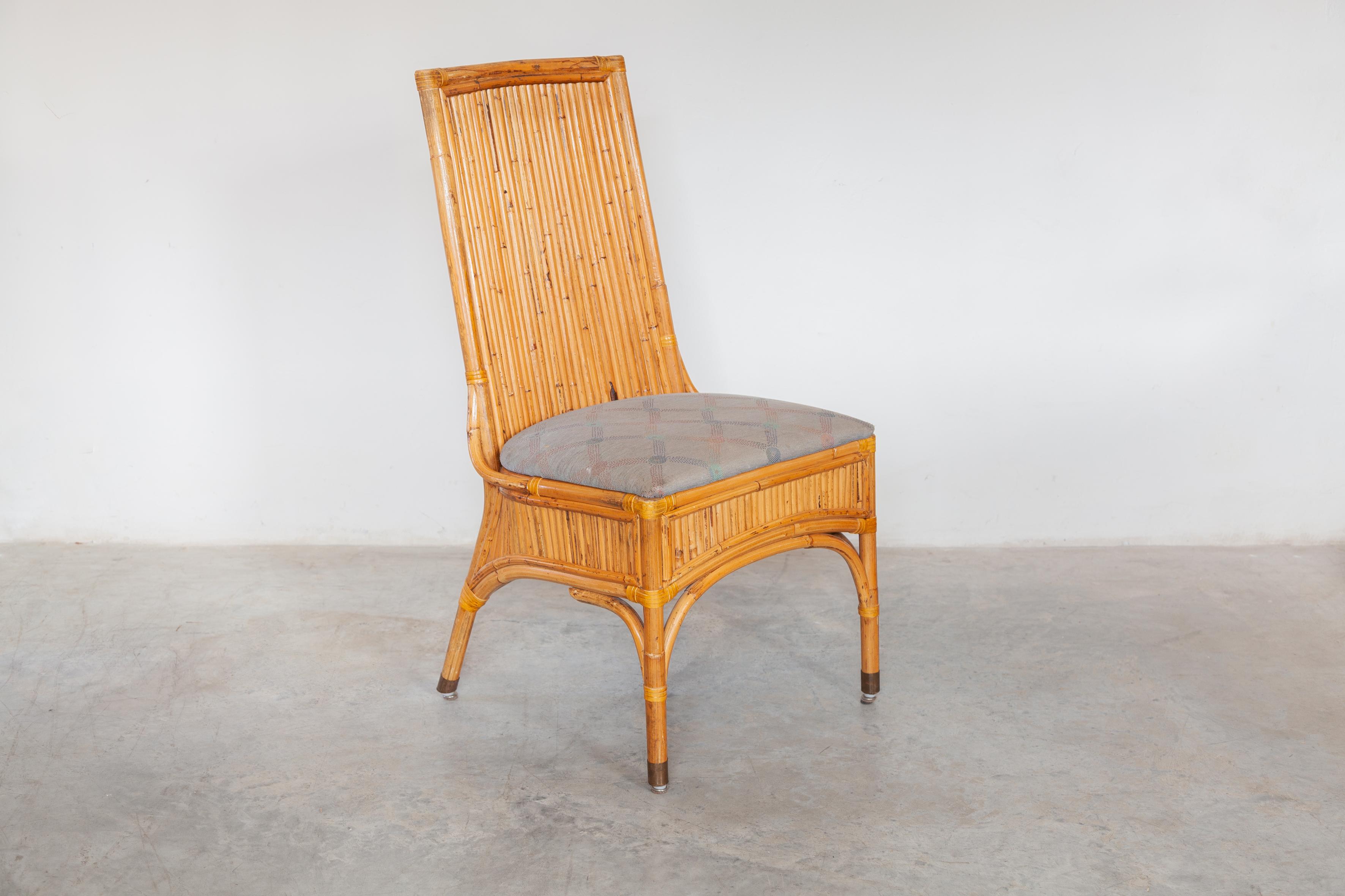Italian Set of Six Bamboo Dining Chairs, Italy, 1970s For Sale