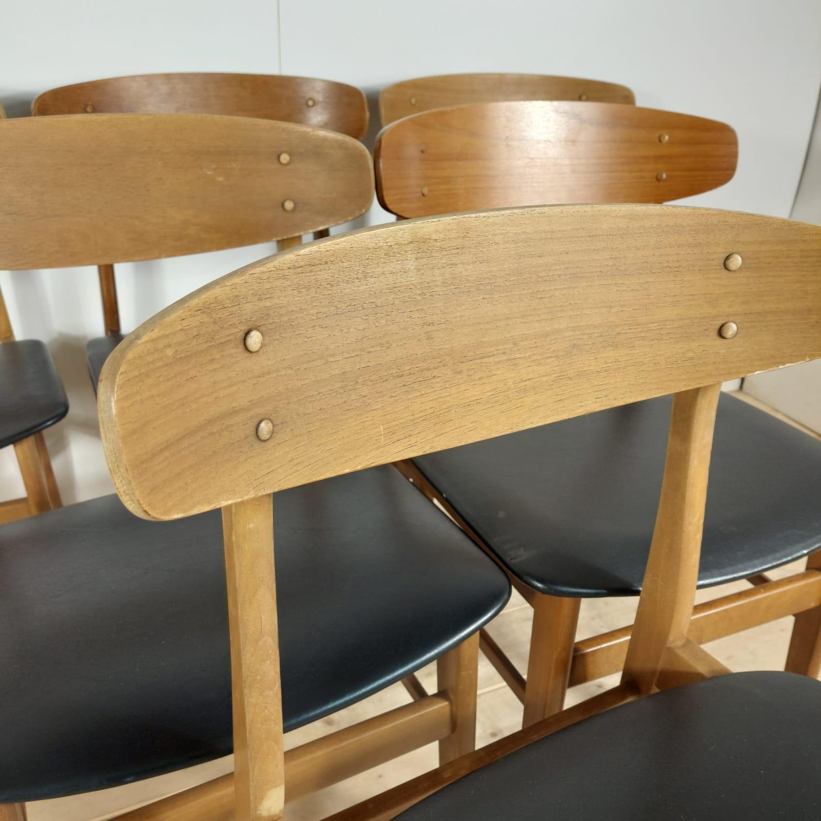Satz von sechs Esszimmerstühlen aus Teakholz, Dänemark 1960 (Mid-20th Century) im Angebot