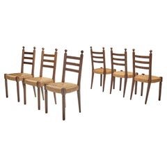 Juego de seis sillas de comedor al estilo de Charles Dudouyt, Francia, mediados del siglo XX.