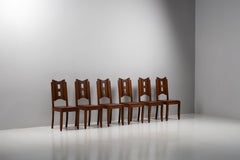 Lot de six chaises de salle à manger dans le style de Gaston Poisson, France, années 1940