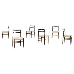 Satz von sechs Esszimmerstühlen im Stil von Gio Ponti, italienisches Design der 1960er Jahre
