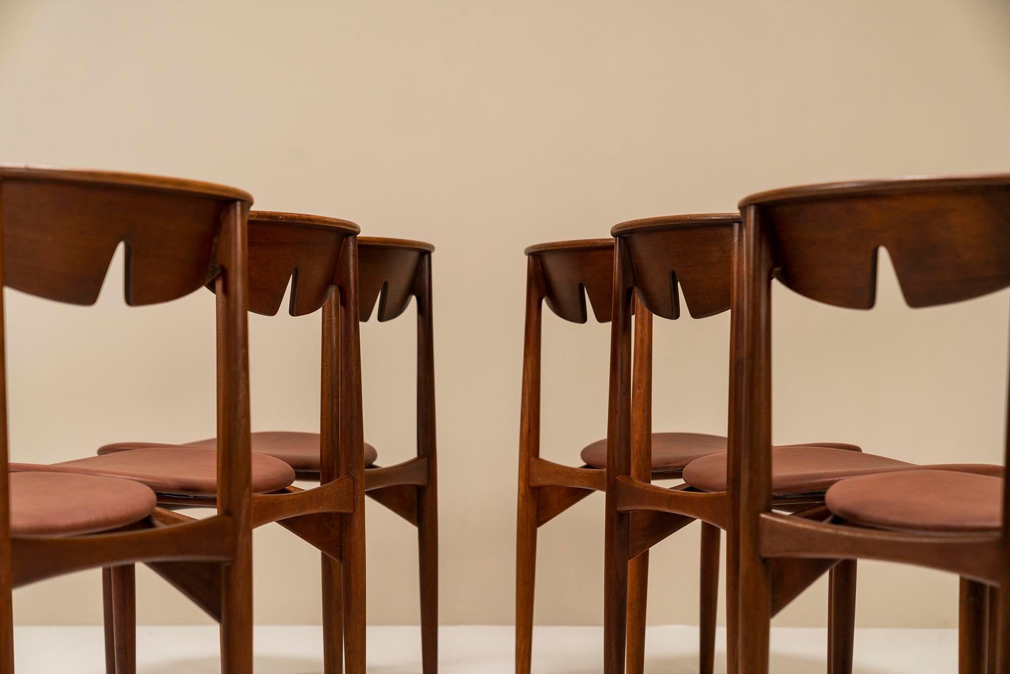 Mid-20th Century Set of Six Dining Chairs in the Style of Hvidt and Mølgaard, Denmark, 1960s