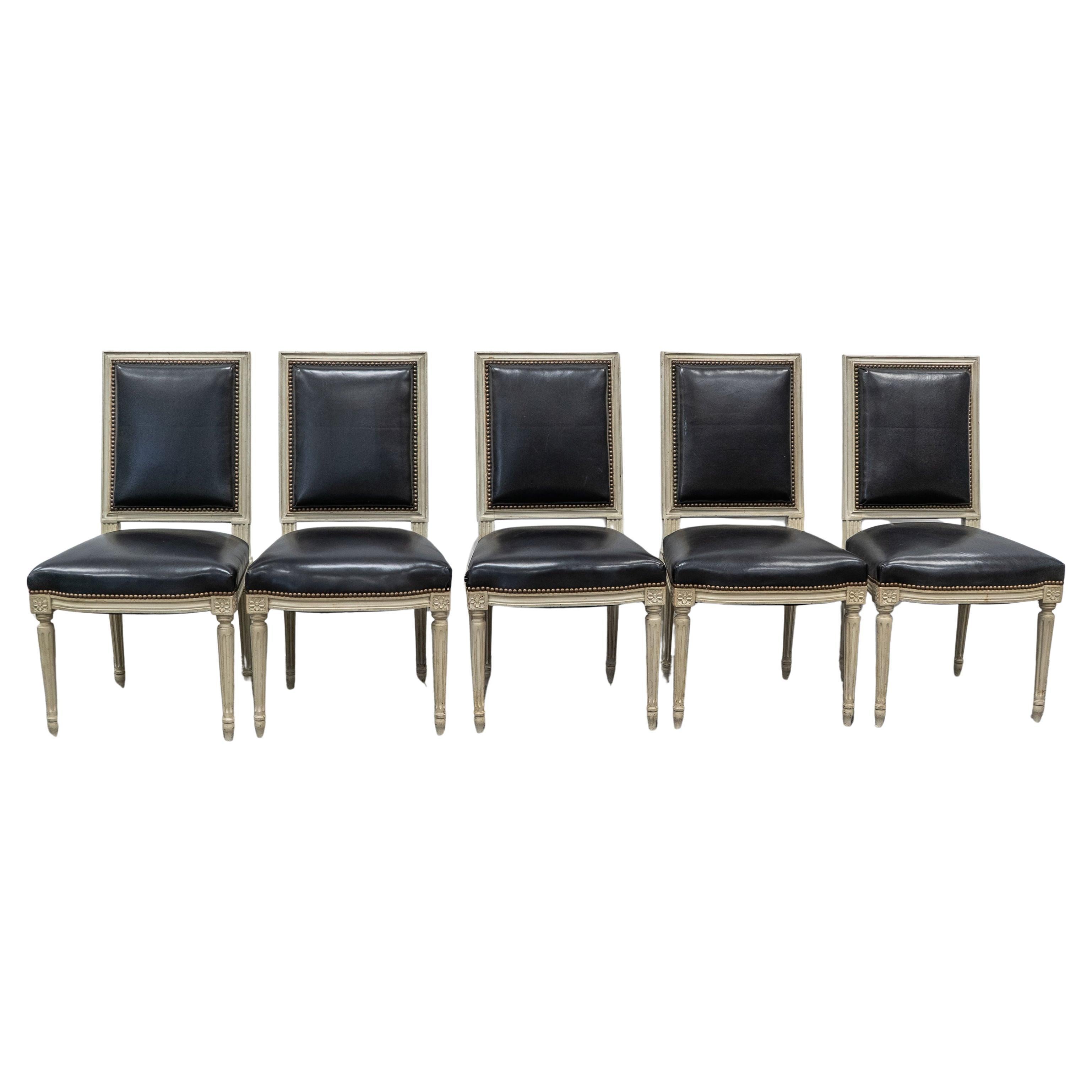 Set of Six Dining Chairs in the Style of Louis XVI For Sale