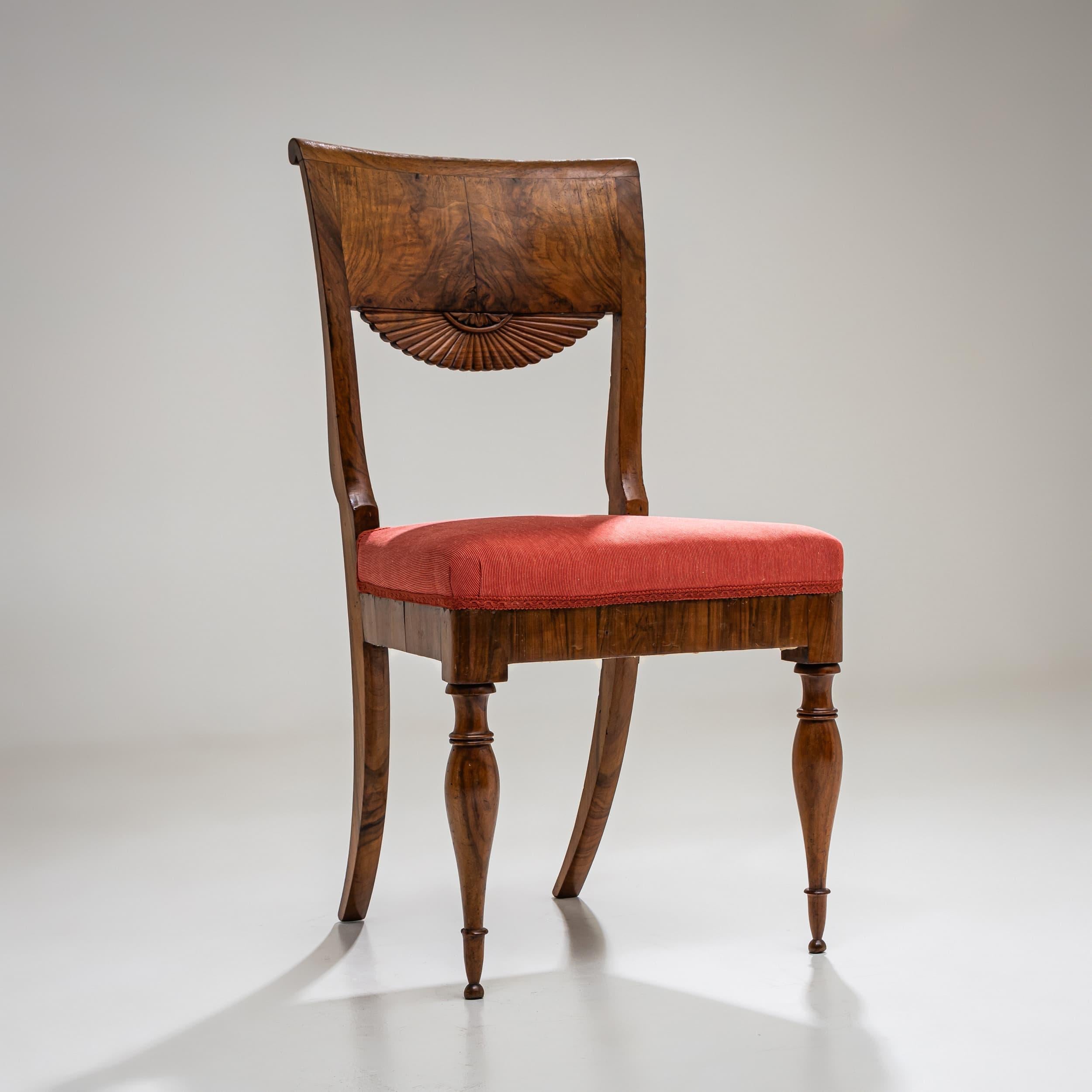 Fabric Set of Six Dining Chairs, Italy circa 1830 For Sale