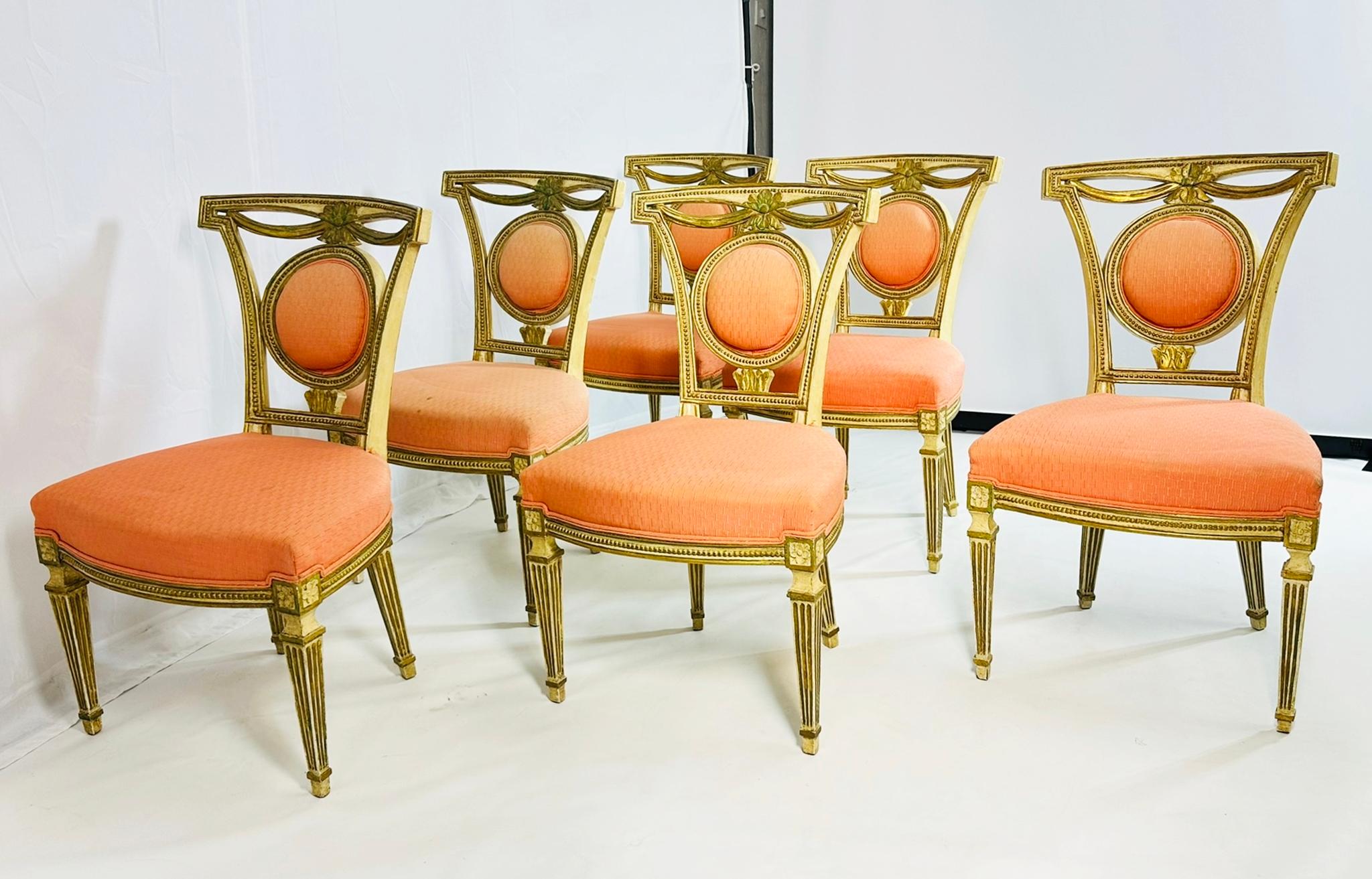 Set of Six Dining Chairs, Made in Italy Circa 1800's For Sale 2
