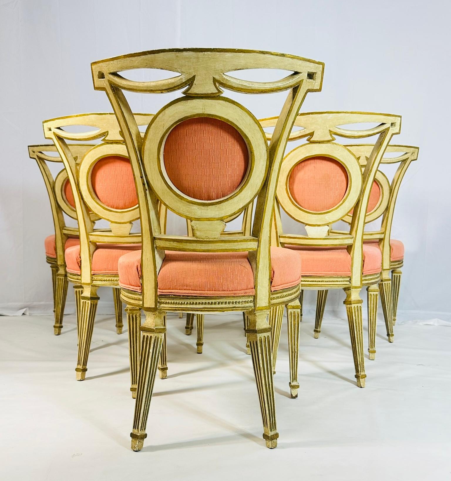 Set of Six Dining Chairs, Made in Italy Circa 1800's For Sale 3