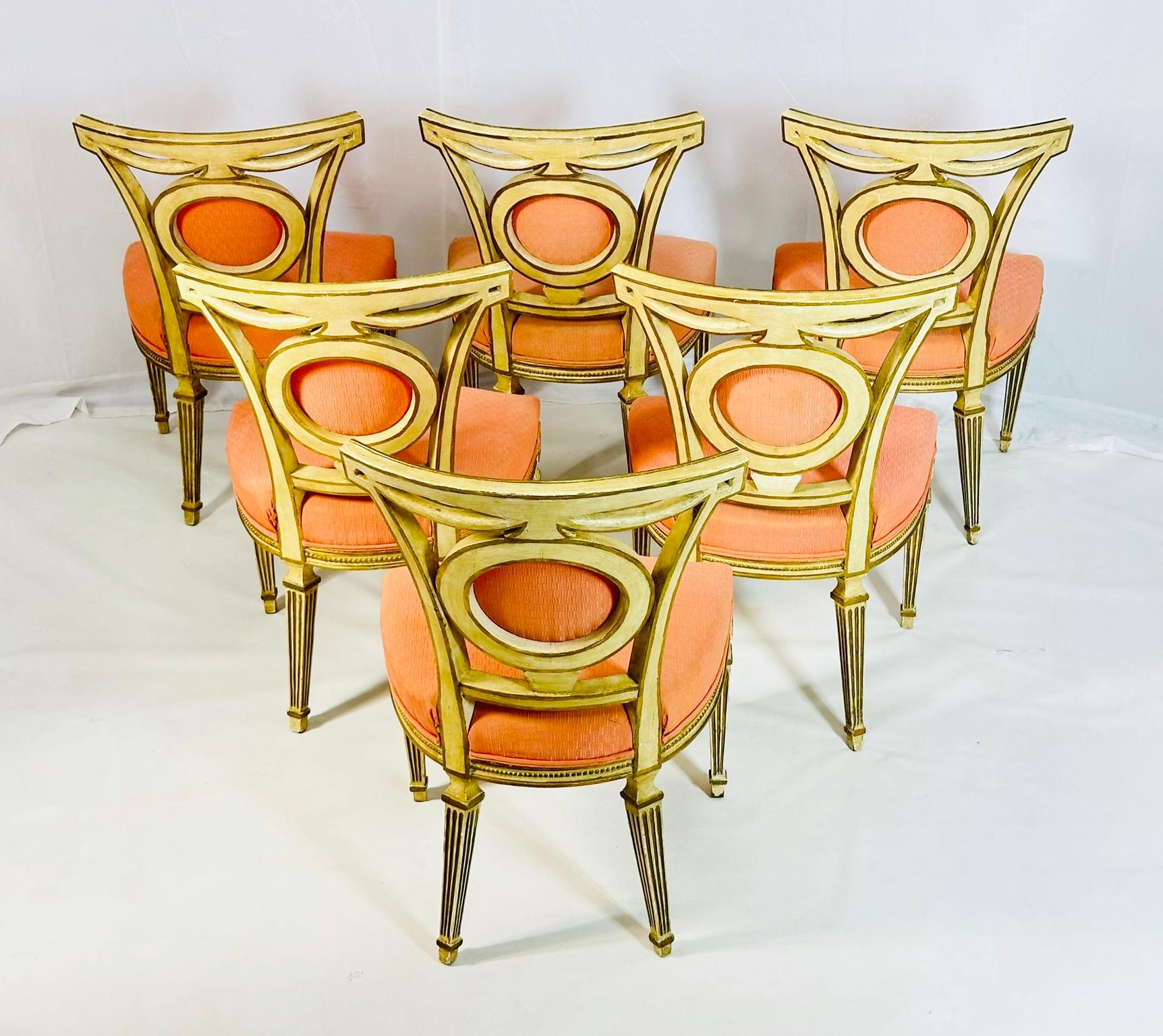 Set of Six Dining Chairs, Made in Italy Circa 1800's For Sale 4