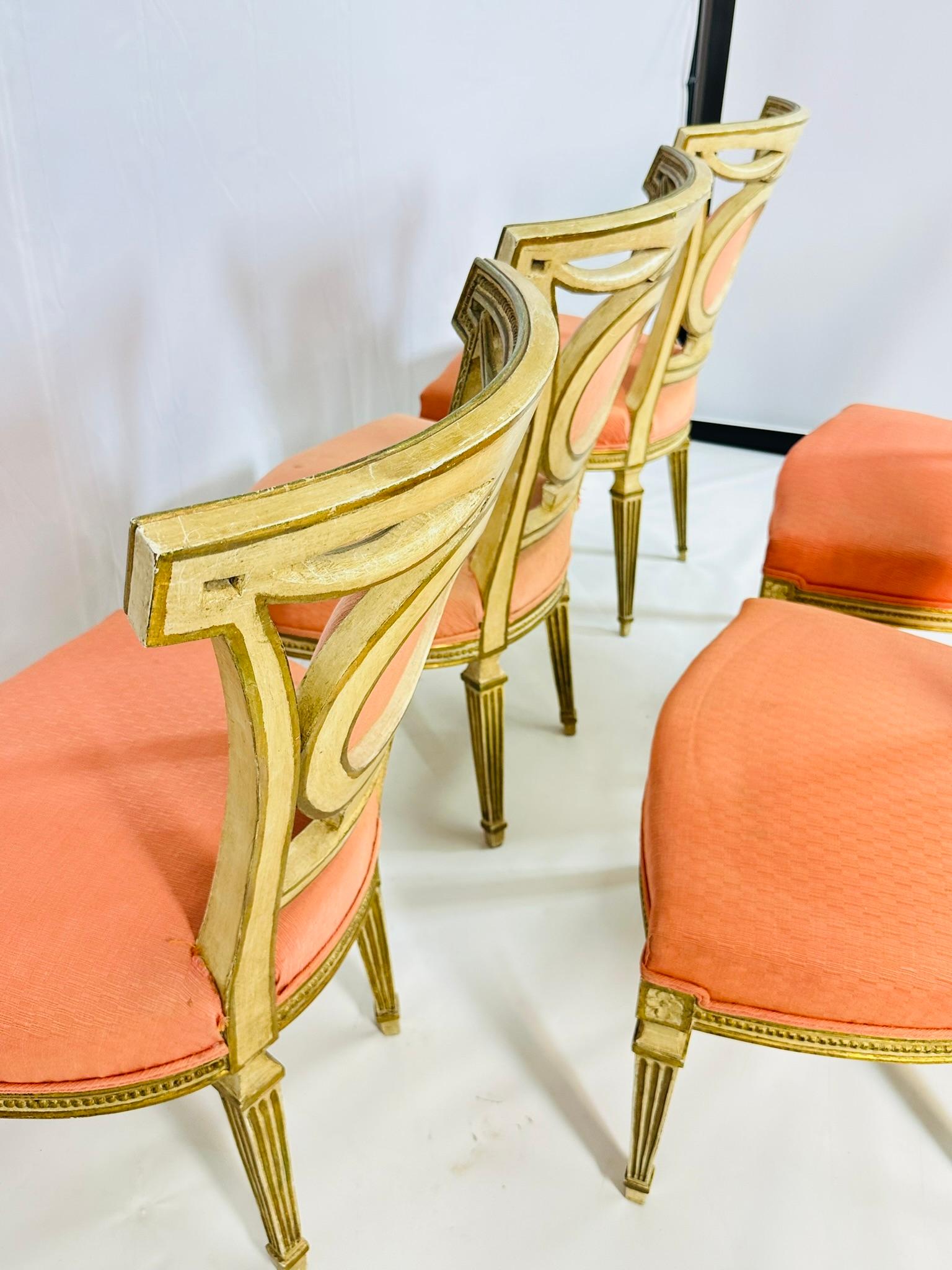 Set of Six Dining Chairs, Made in Italy Circa 1800's For Sale 5