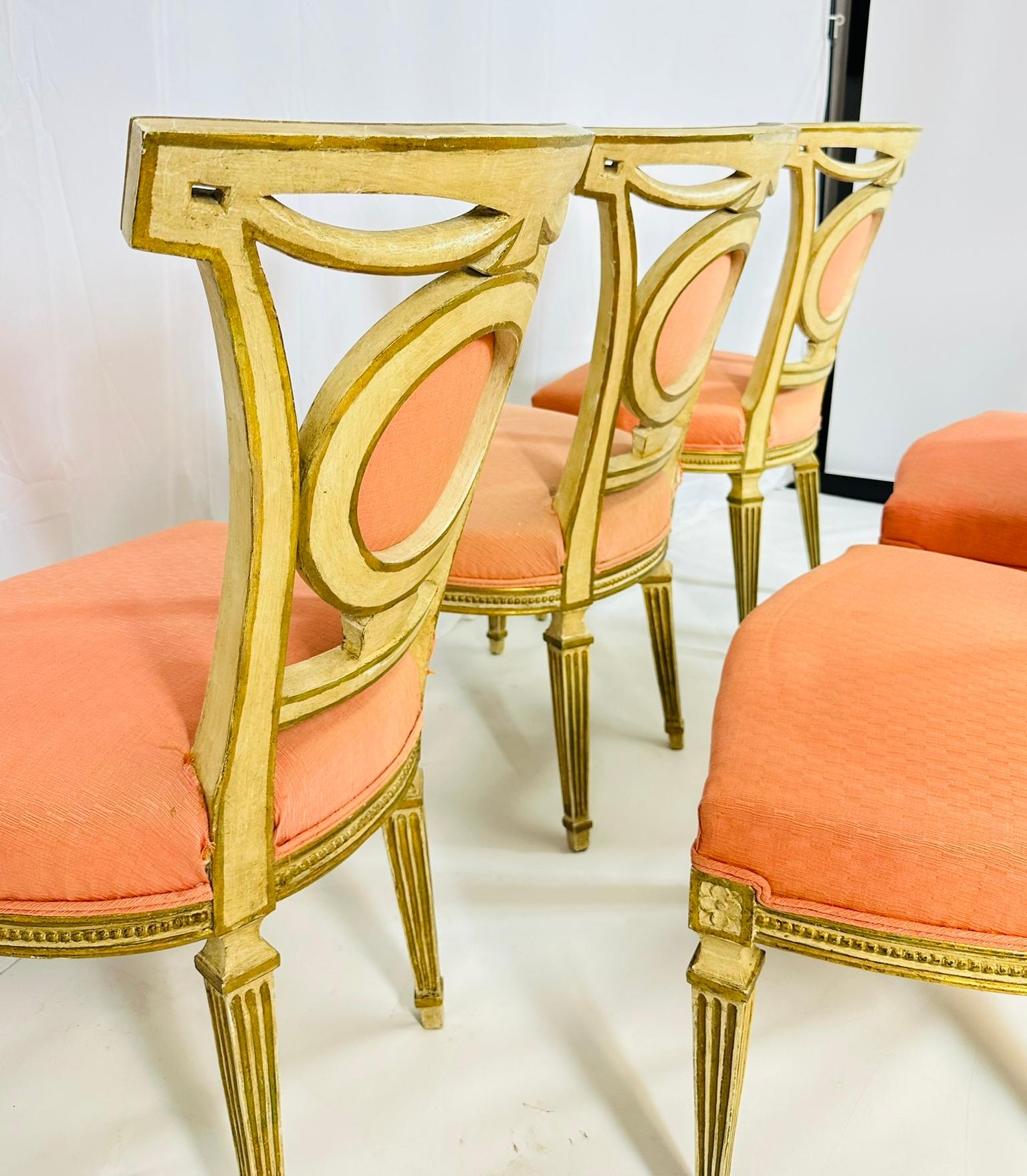 Set of Six Dining Chairs, Made in Italy Circa 1800's For Sale 7