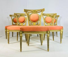 Set of Six Dining Chairs, Made in Italy Circa 1800's