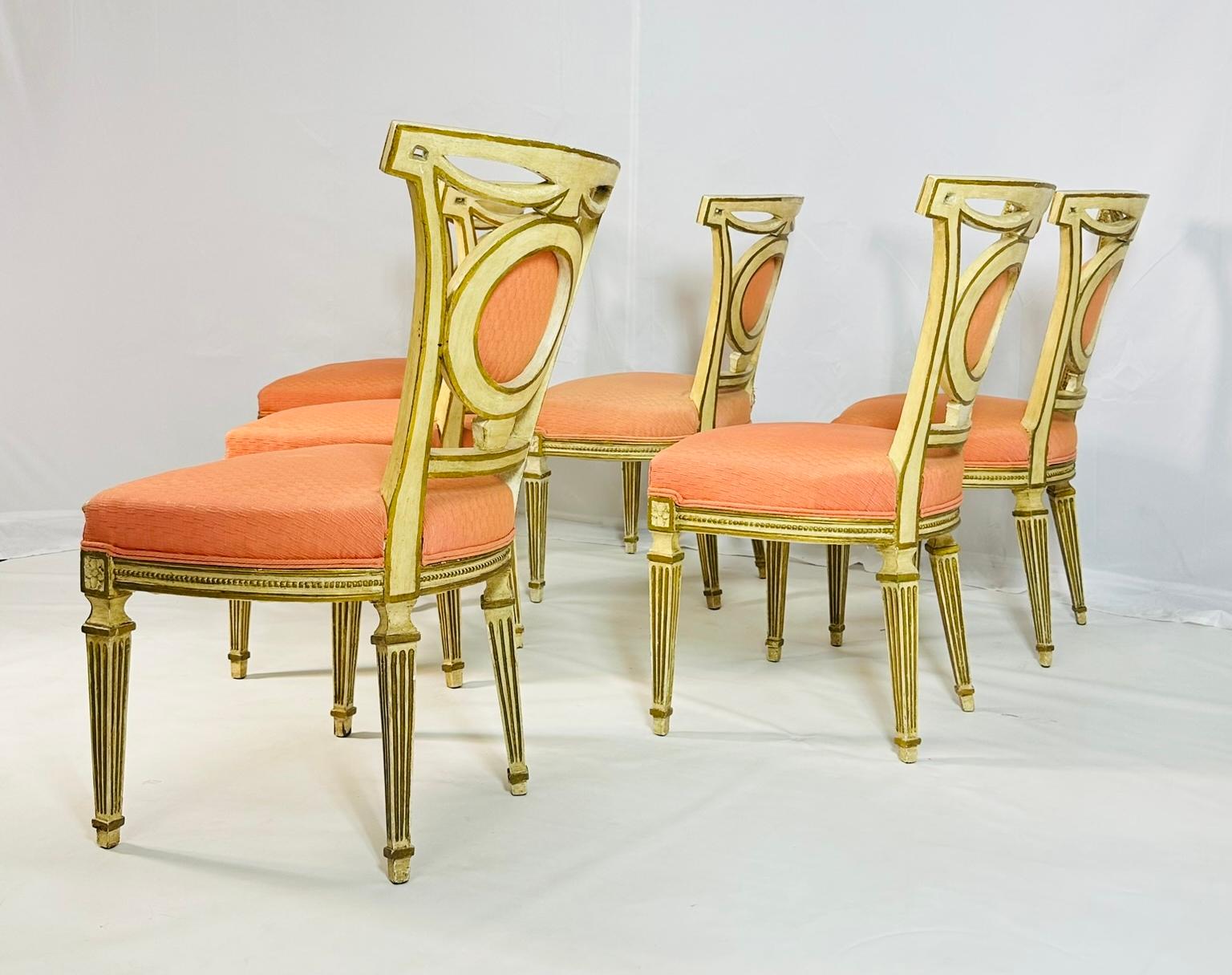 Set of Six Dining Chairs, Made in Italy Circa 1800's For Sale 1