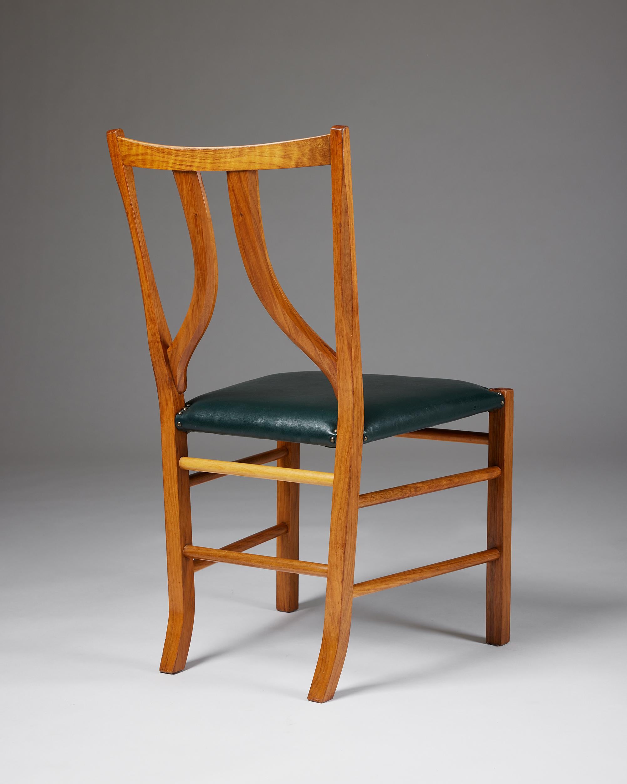 Brass Set of Six Dining Chairs Model 2027 Designed by Josef Frank for Svenskt Tenn For Sale