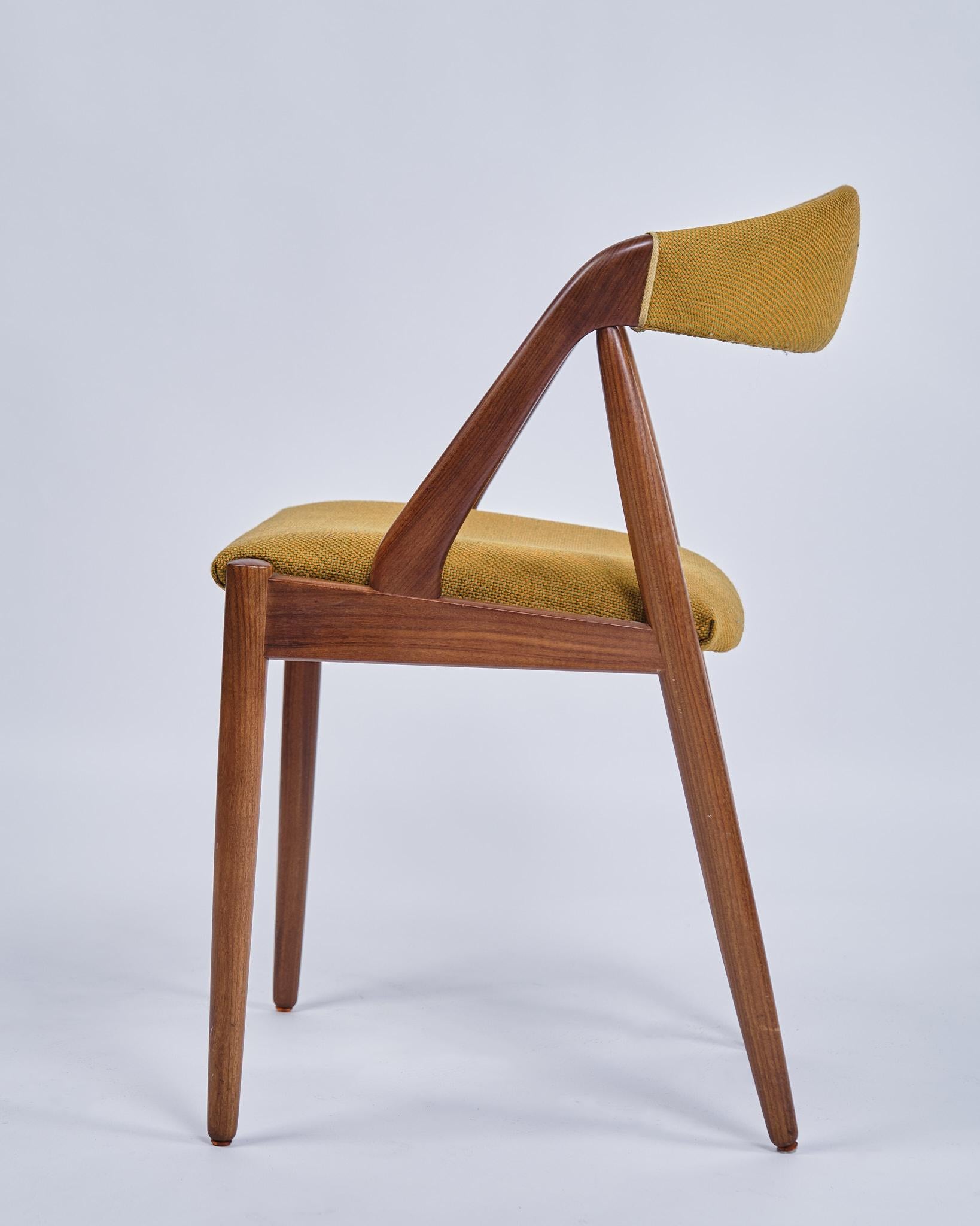 Satz von sechs Esszimmerstühlen Model No. 31 in Teakholz von Kai Kristiansen aus den 1960er Jahren (Moderne der Mitte des Jahrhunderts) im Angebot