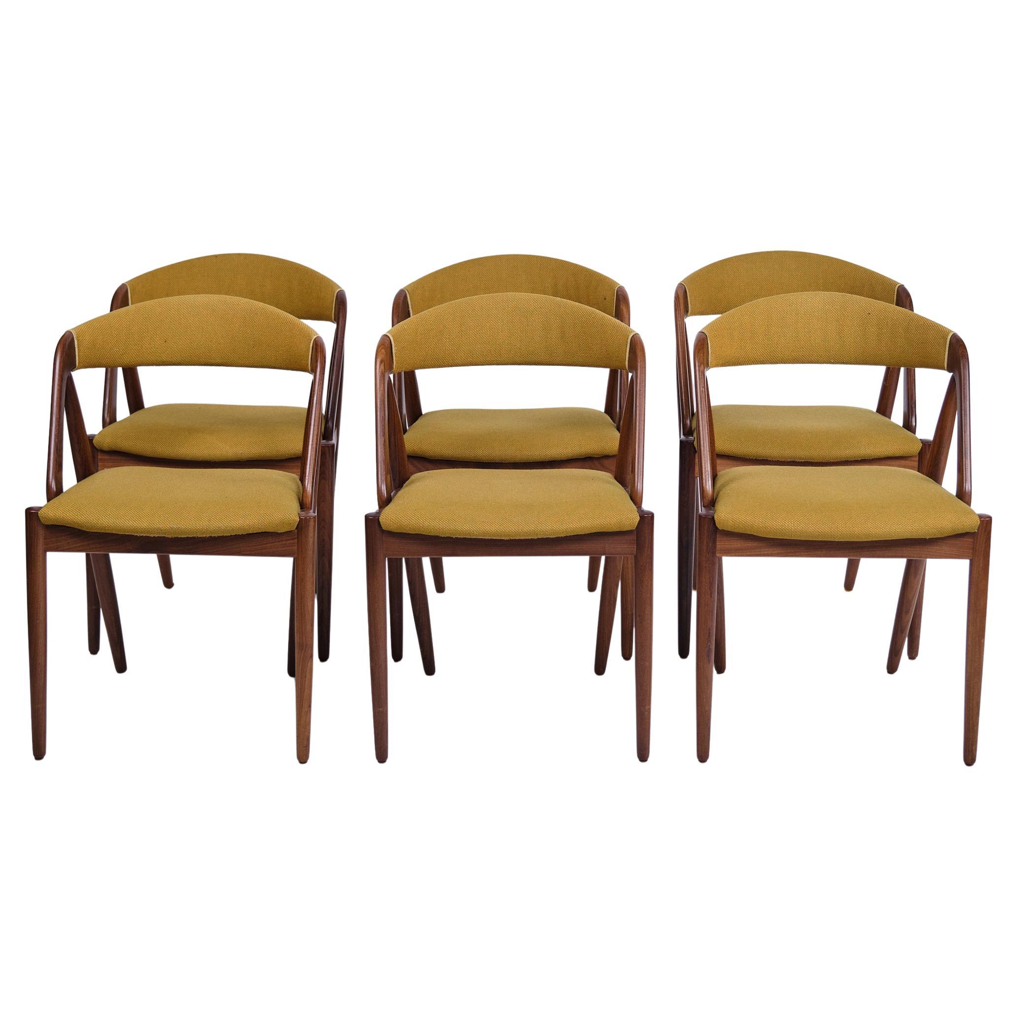 Set Of Six Dining Chairs Model 31 In Teak By Kai Kristiansen From 1960s
