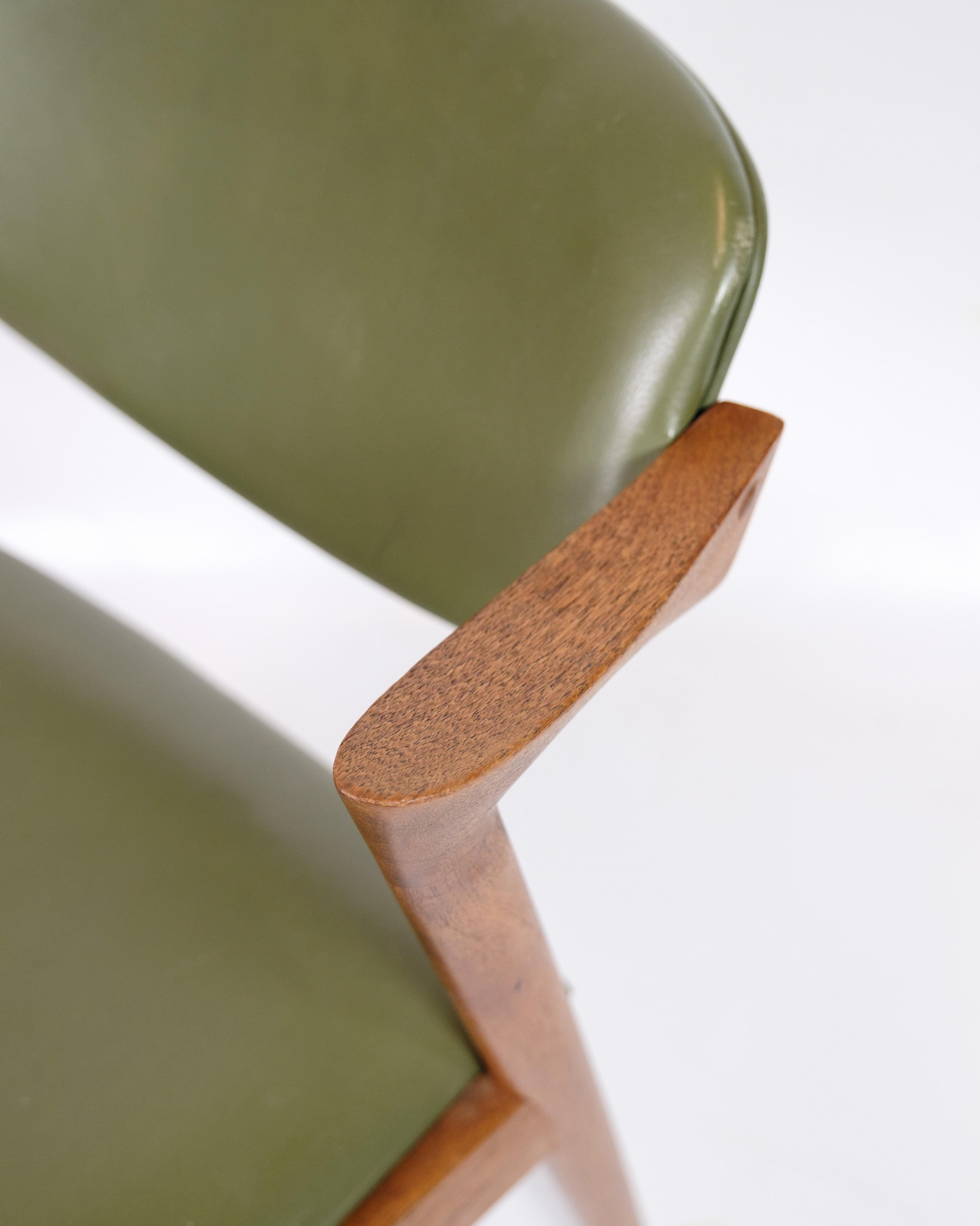 Pelle Set di sei sedie da pranzo modello 42 in teak di Kai Kristiansen degli anni '60 in vendita