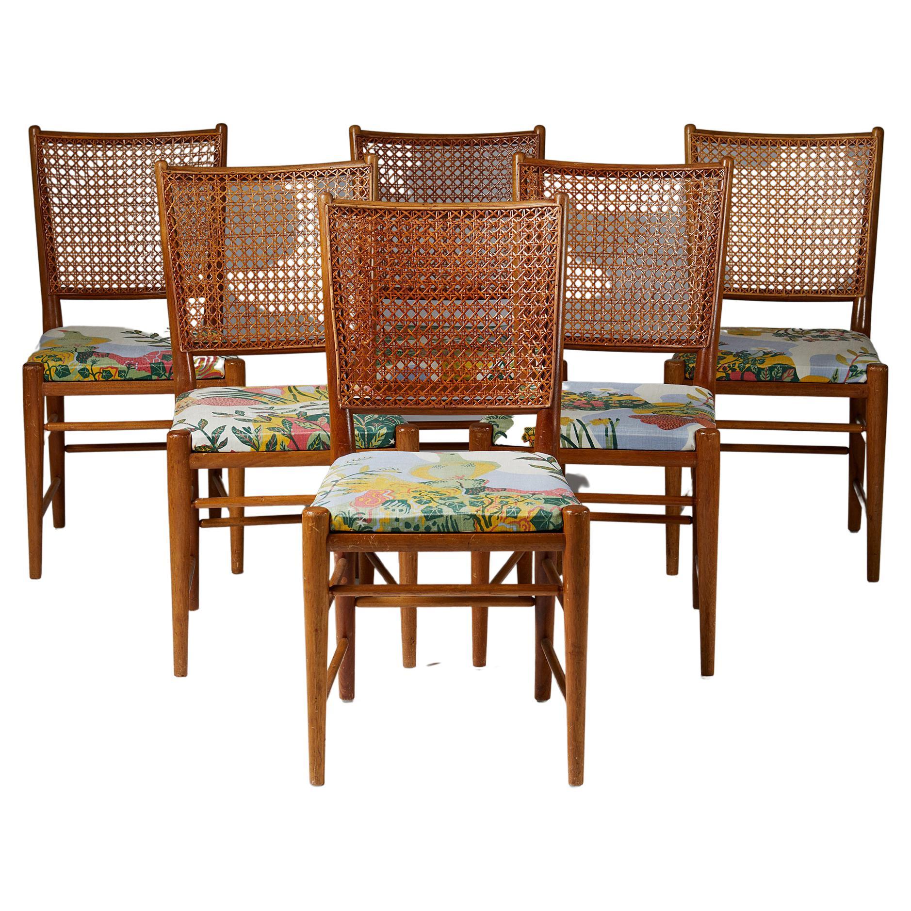 Set of Six Dining Chairs Model 526 Designed by Josef Frank for Svenskt Tenn For Sale