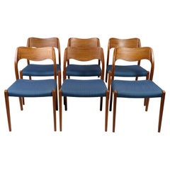 Set of Six Dining Chairs, Model 71, Niels O. Møller, Teak Wood, J.L